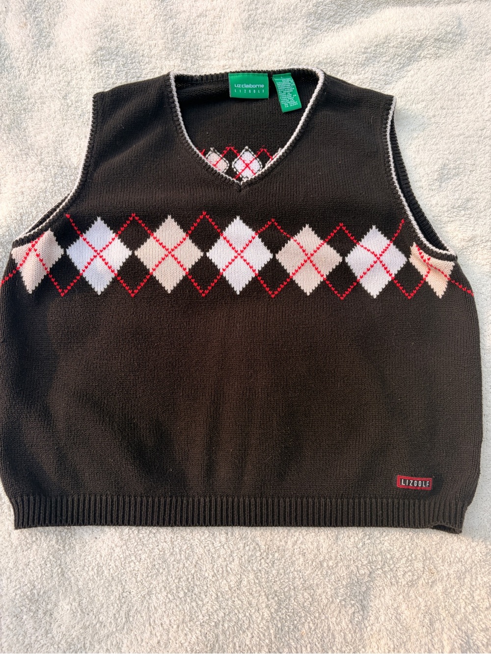 Liz Claiborne Women’s  Black Argyle Knit Vest